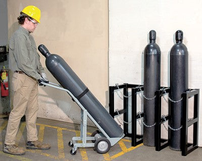 Gas cylinder hand cart and storage rack