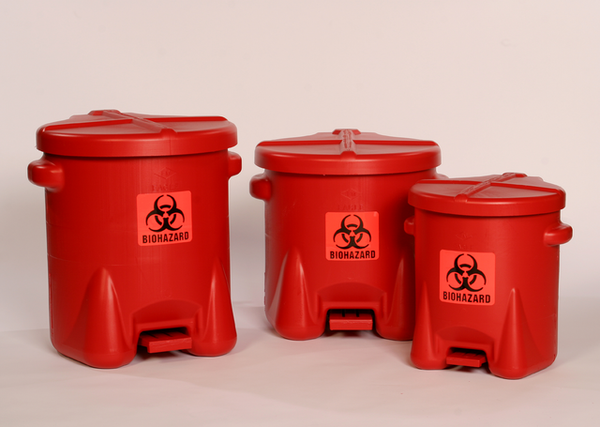 Biohazard waste containers