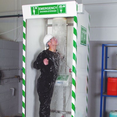 emergency shower and eyewash station cubicle