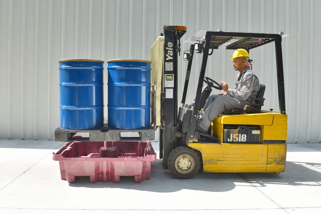 4-Drum Spill Control Pallet w/ Sump, Drain Plug, Red - manufacturer product image 1