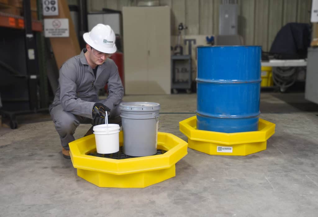 1-Drum Spill Tray, No Grate, Yellow, 32in Dia. - manufacturer product image 1