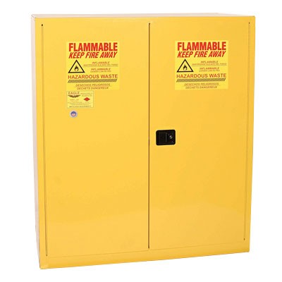 110-Gal Yellow Safety Cabinet, 2x 55-Gal Drums, Self-Closing - Safety Cabinets