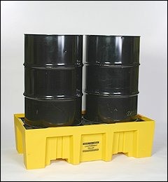 2-Drum Spill Control Pallet, Yellow - Spill Containment Pallets