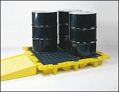 4-Drum Spill Control Pallet, Yellow, Nesting, 6000lb load capacity - Spill Containment Pallets