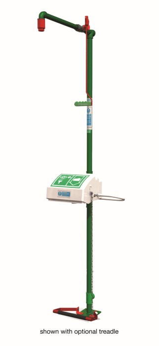 Floor Mount Emergency Shower/Eyewash - Galvanized Pipe, Bottom Inlet, Closed ABS Bowl - manufacturer product image 1