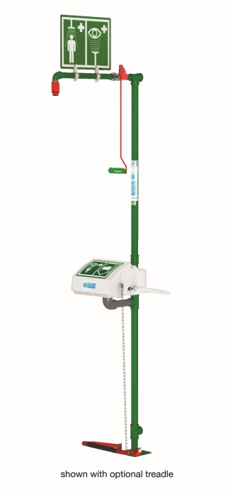 Floor Mount Emergency Shower/Eyewash - Galvanized Pipe, Top Inlet, Closed ABS Bowl - manufacturer product image 1
