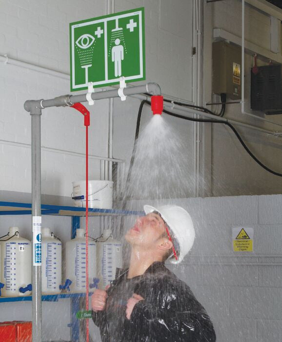 Floor Mount Emergency Shower/Eyewash - Stainless Steel Pipe, Top Inlet, Closed ABS Bowl - manufacturer product image 2