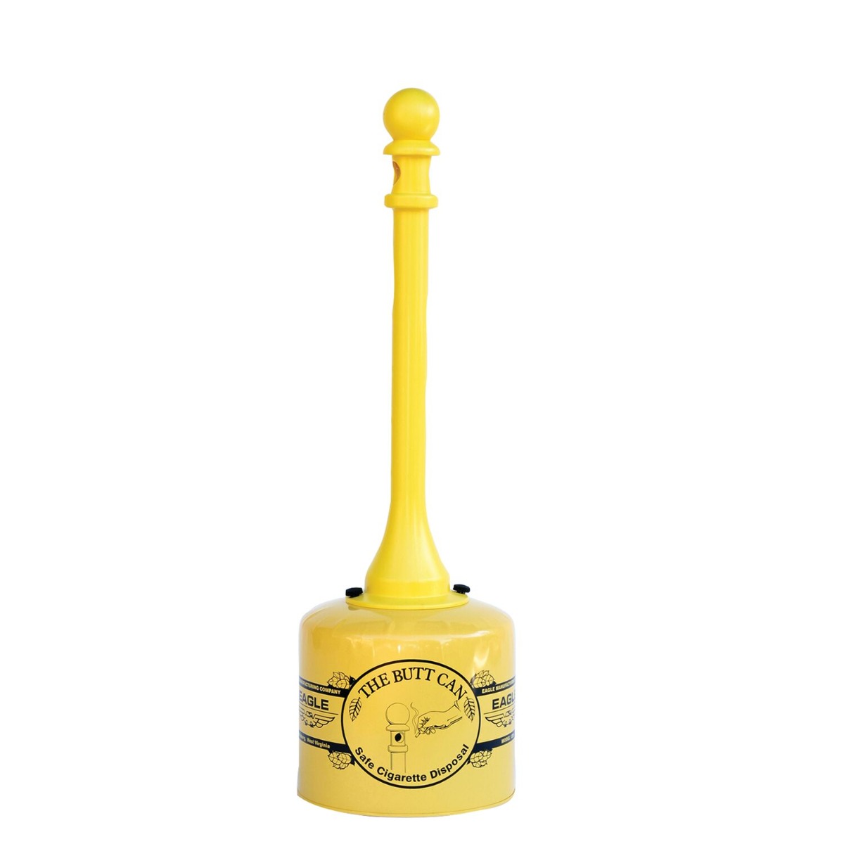 5-Gal. Metal/Poly Cigarette Receptacle, Yellow - manufacturer product image 2