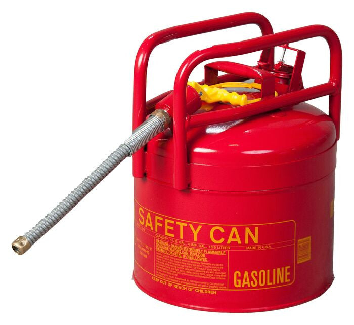 5-Gallon DOT-Approved Gas Can, Red, Flexible 5/8" Metal Spout - manufacturer product image 1