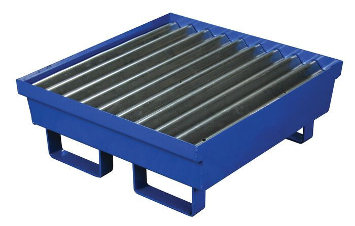1-Drum Steel Spill Pallet, Blue Powder, No Drain Plug - manufacturer product image 2