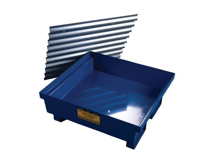 1-Drum Steel Spill Pallet, Blue Powder, No Drain Plug - manufacturer product image 3