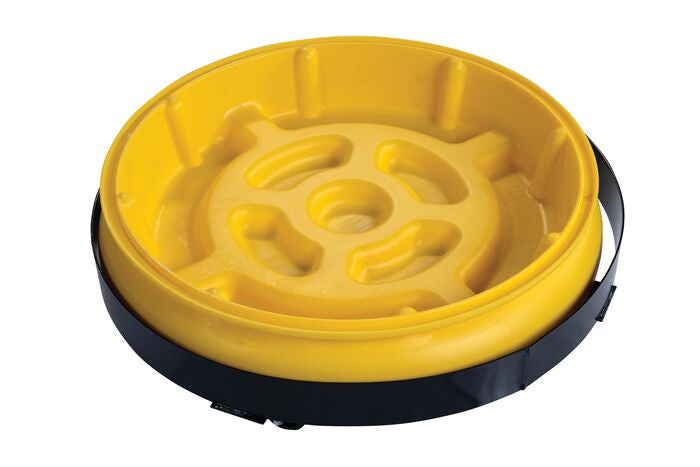 1-Drum Spill Tray Dolly, 3inch casters, Black Steel - manufacturer product image 3