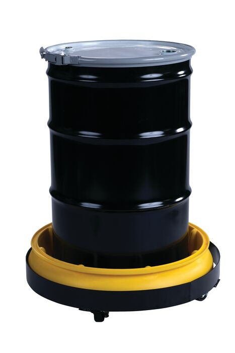 1-Drum Spill Tray Dolly, 3inch casters, Black Steel - manufacturer product image 4