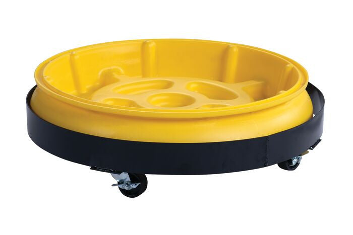 1-Drum Spill Tray Dolly, 3inch casters, Black Steel - manufacturer product image 1