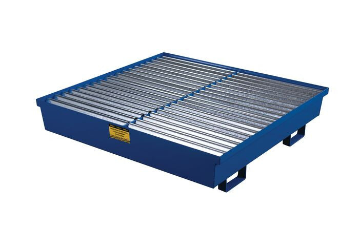 4-Drum Steel Spill Pallet, Blue Powder,  No Drain Plug - manufacturer product image 1