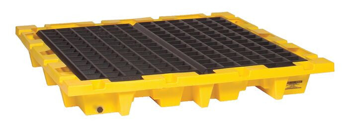 4-Drum Spill Control Pallet, Yellow, Nesting, 6000lb load capacity - manufacturer product image 1
