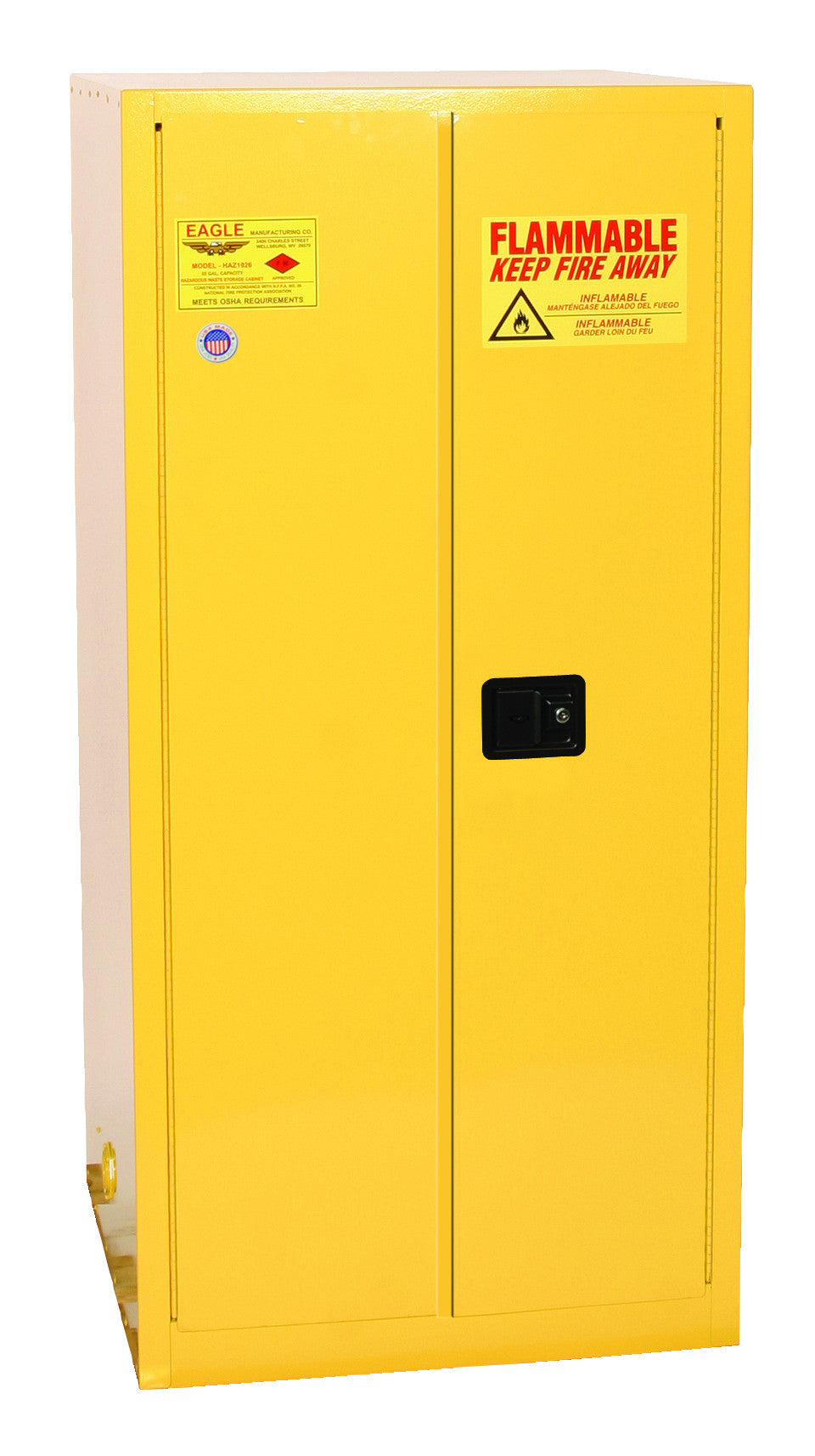 55-Gal Yellow Safety Cabinet, 1 Vertical Drum, Manual Close - manufacturer product image 1