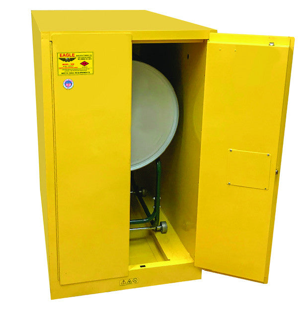 55-Gal Yellow Safety Cabinet, 1 Horizontal Drum, Manual Close - manufacturer product image 2