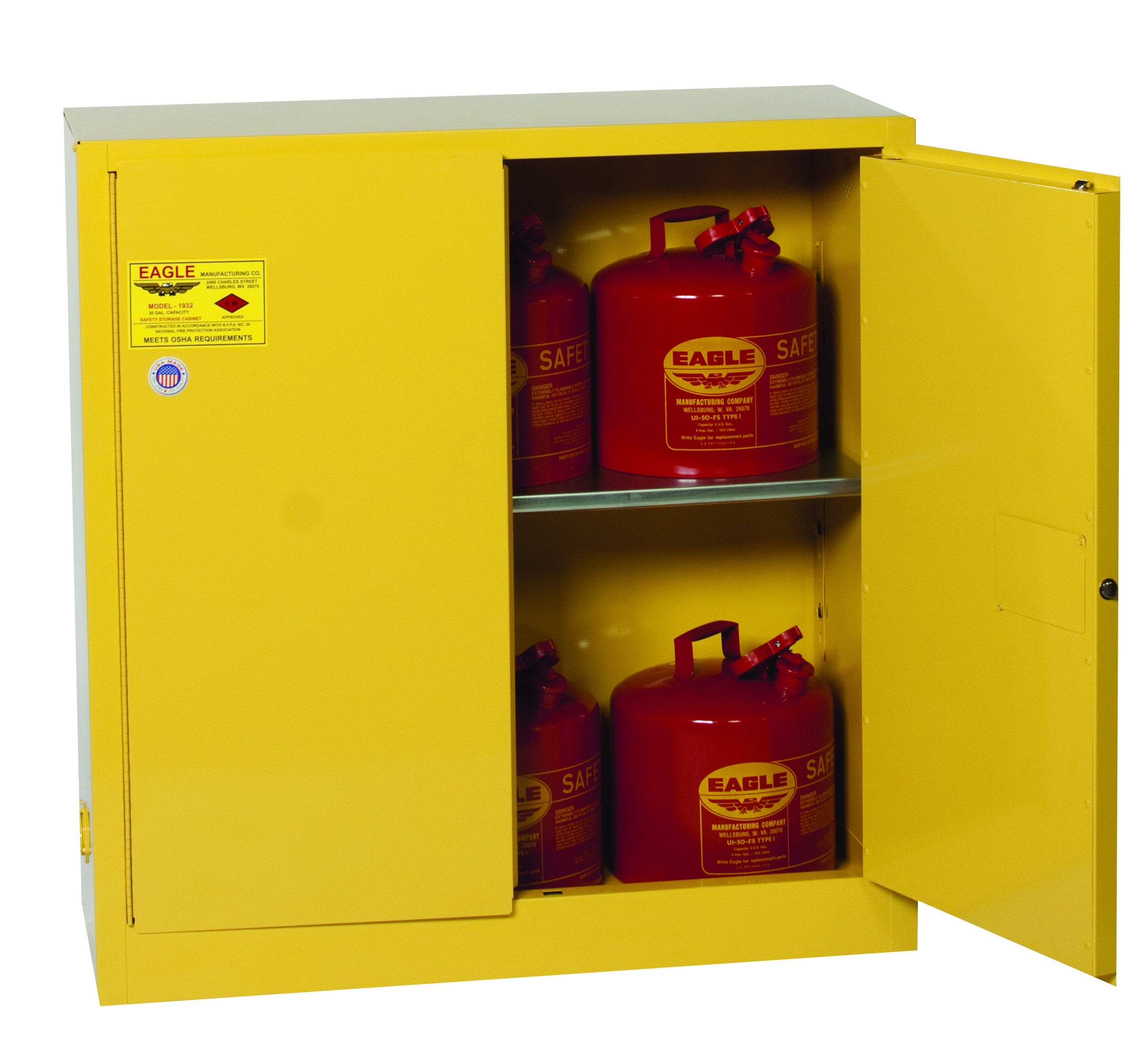 30-Gal Sliding Door Yellow Flammables Cabinet - manufacturer product image 2