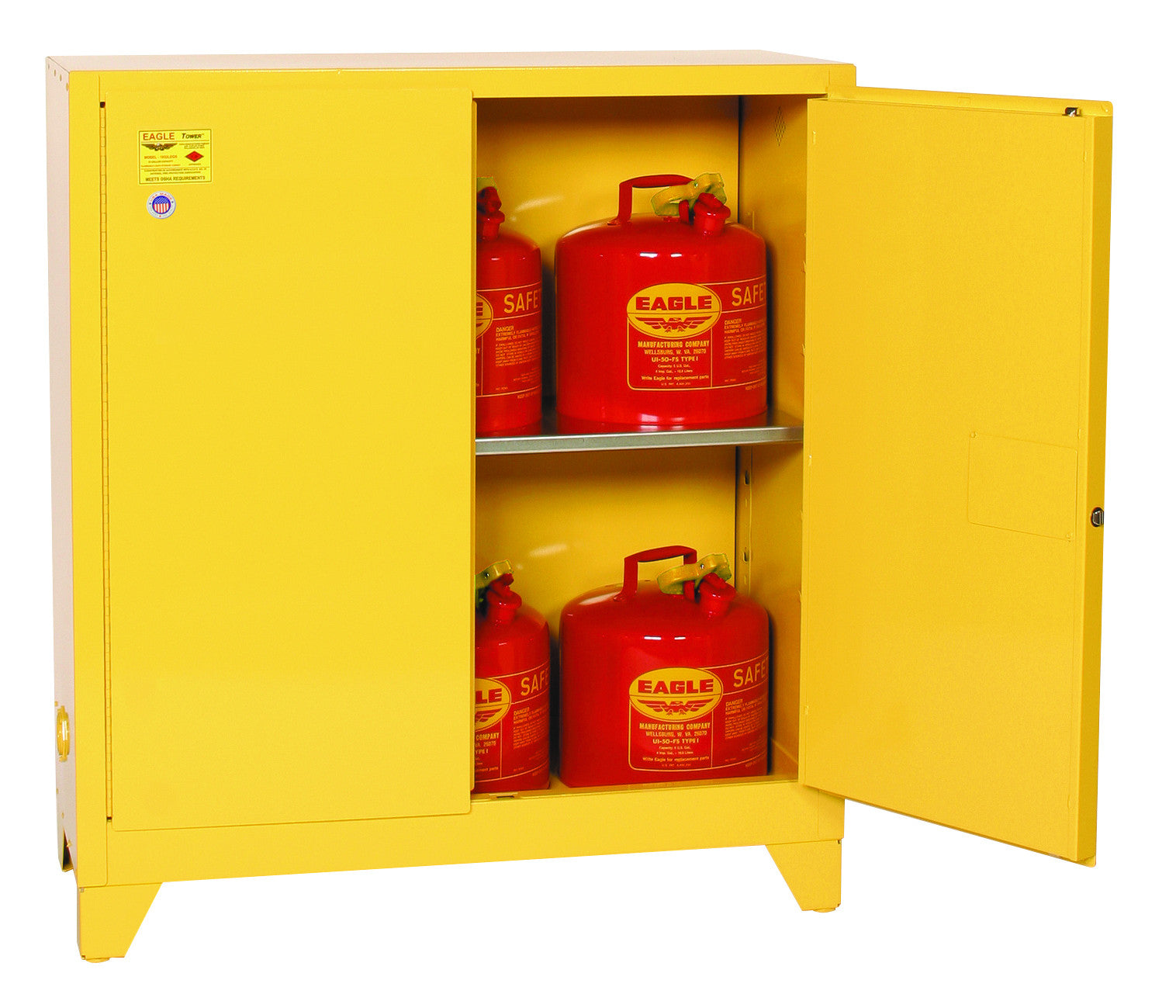 30-Gal. Manual Close Yellow Fire Cabinet w/ Legs - manufacturer product image 2