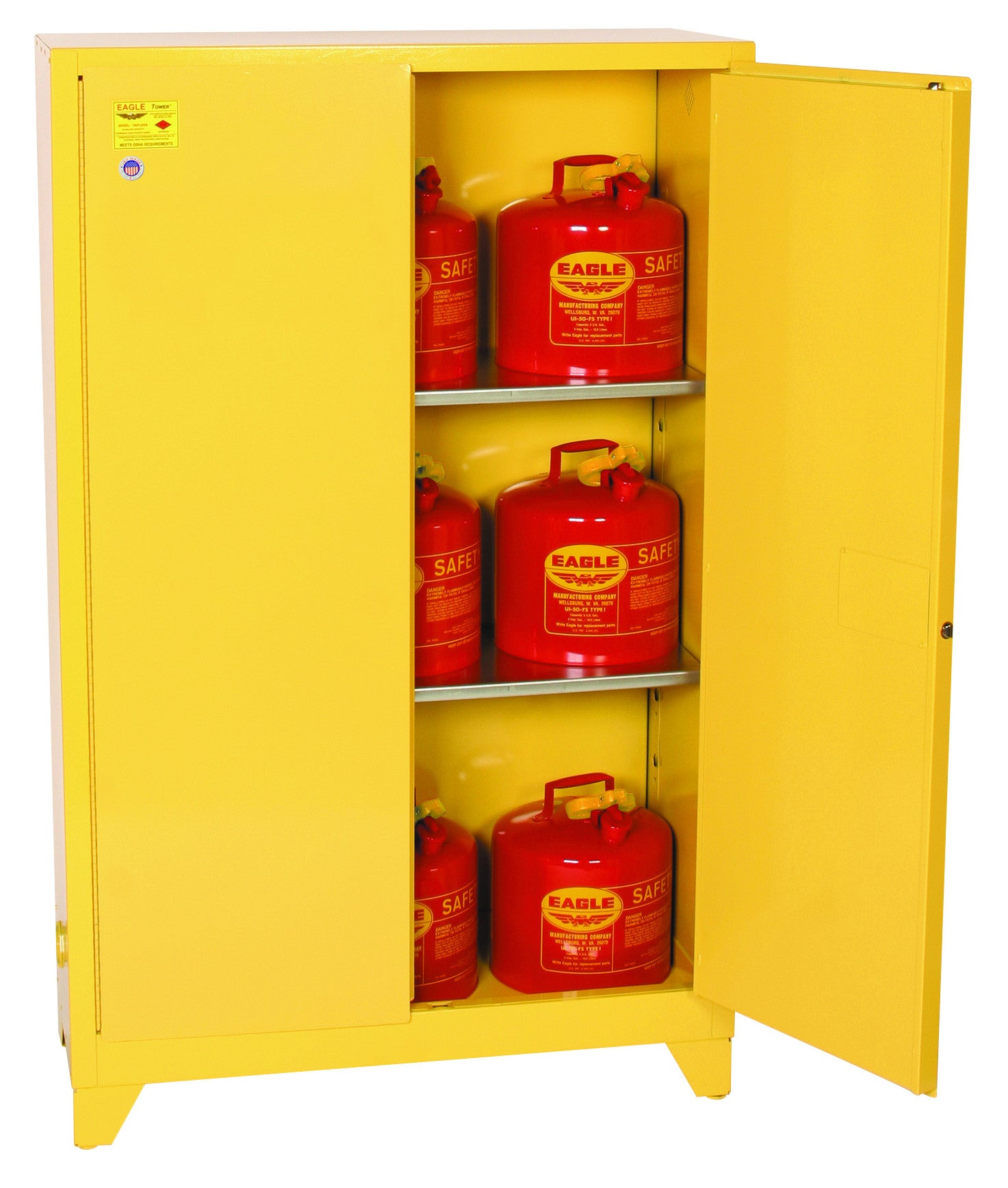 45-Gal. Manual Close Yellow Fire Cabinet w/ Legs - manufacturer product image 2