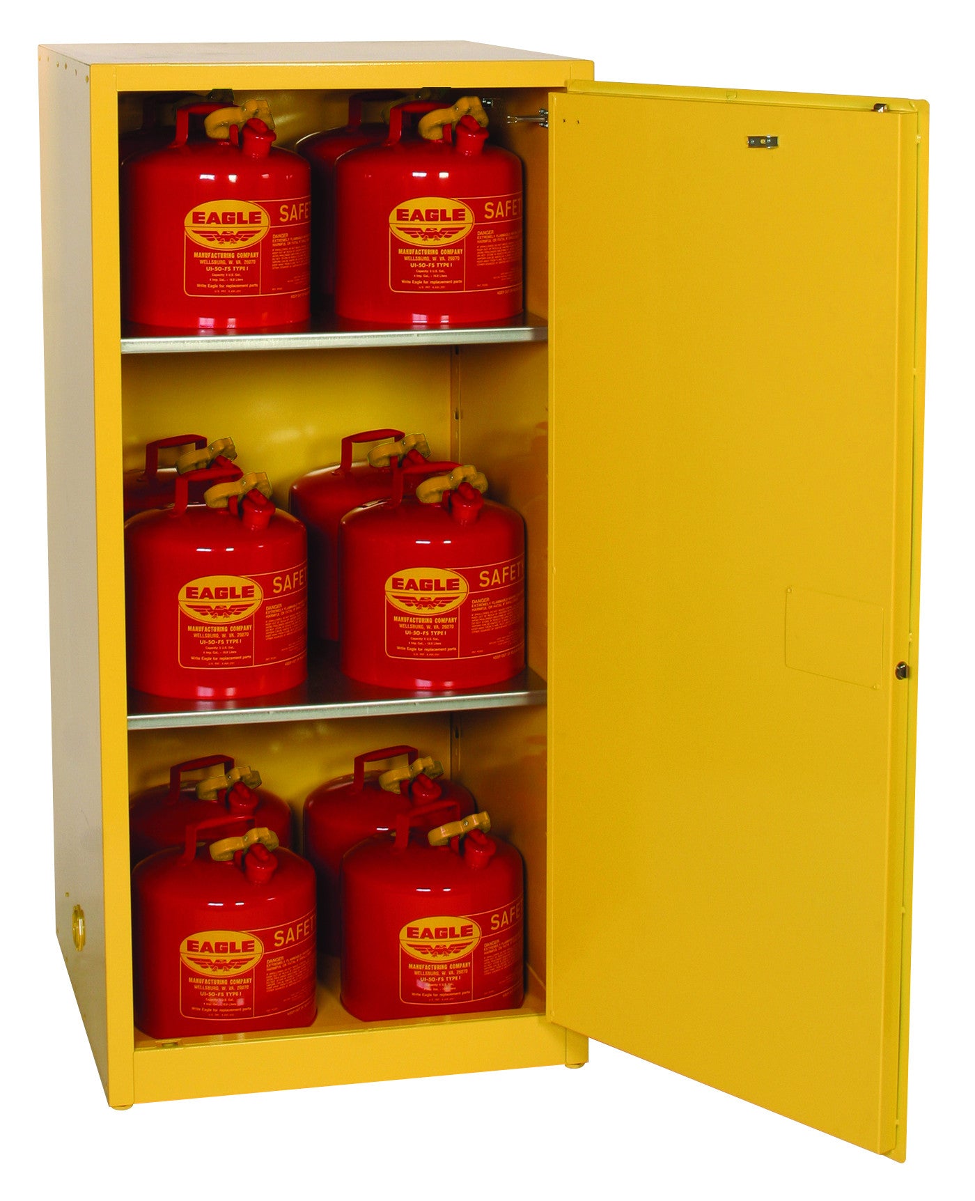 60-Gal Manual 1-Door Yellow Flammables Cabinet - manufacturer product image 2