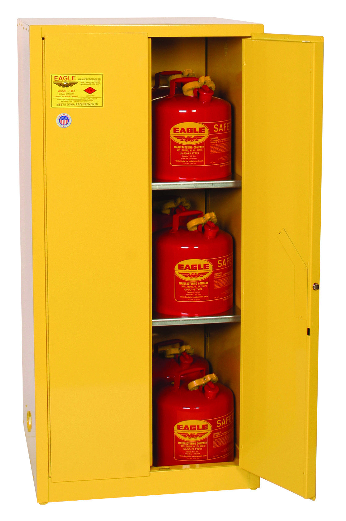 60-Gal Manual 2-Door Yellow Flammables Cabinet - manufacturer product image 2