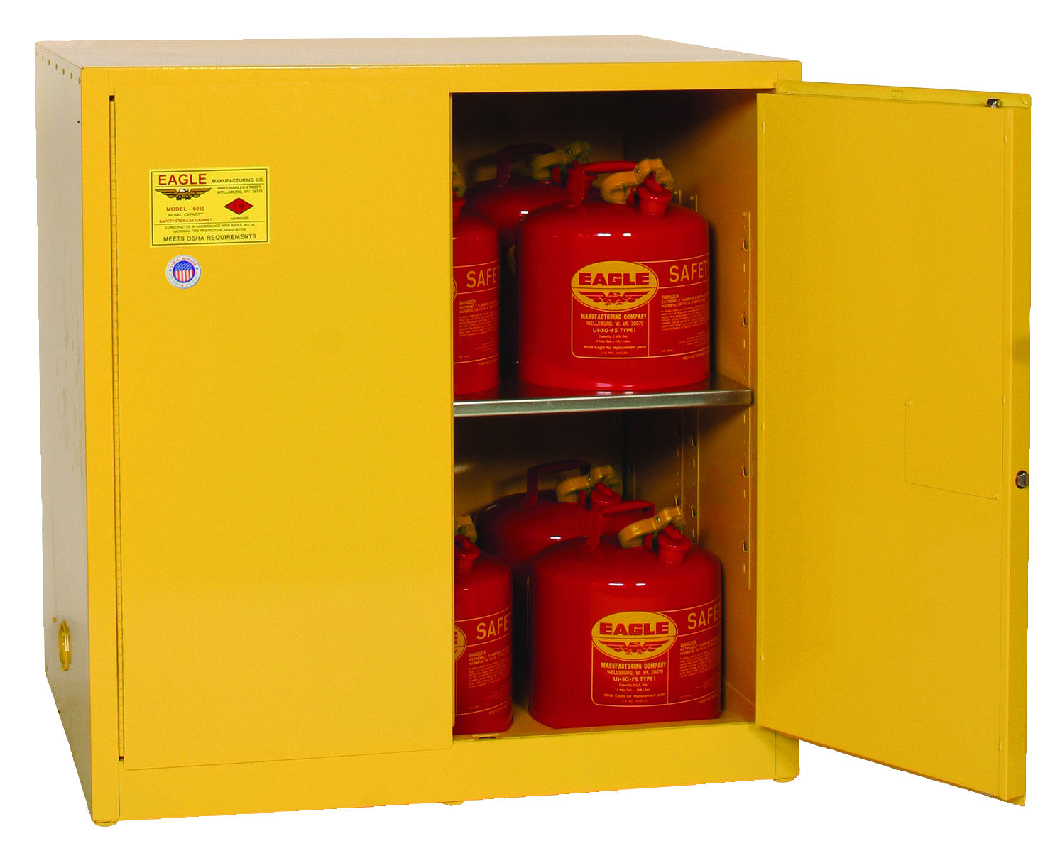 60-Gal Manual 2-Door Yellow Flammables Cabinet - manufacturer product image 2