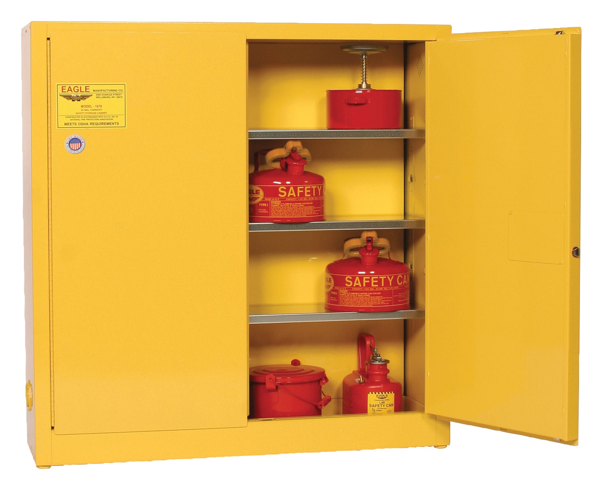 24-Gal Wall-Mount Self-Closing Yellow Fire Cabinet - manufacturer product image 2