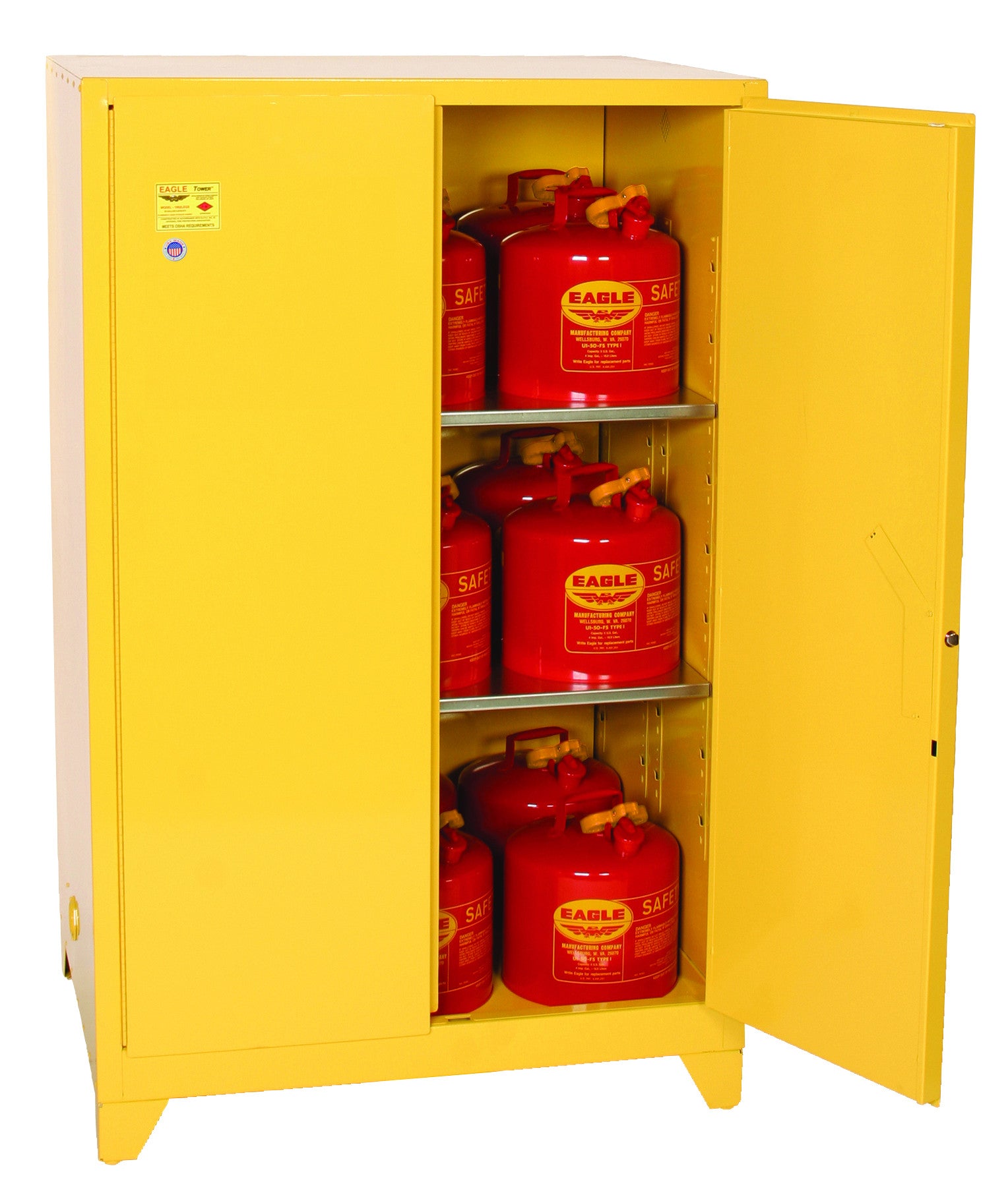 90-Gal. Manual Close Yellow Fire Cabinet w/ Legs - manufacturer product image 2