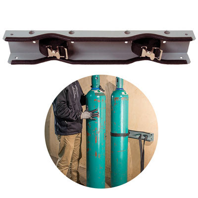 Wall Mount 2-Gas Cylinders Bracket, steel - Gas Cylinder Storage
