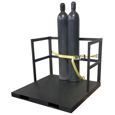 21-Gas Cylinder Forklift Pallet, End Load, steel - Gas Cylinder Storage