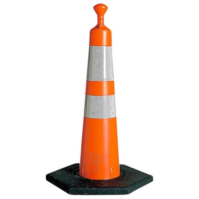 28" Traffic Delineator Cone w/ 10lb Base, polyethylene - Traffic Safety Supplies