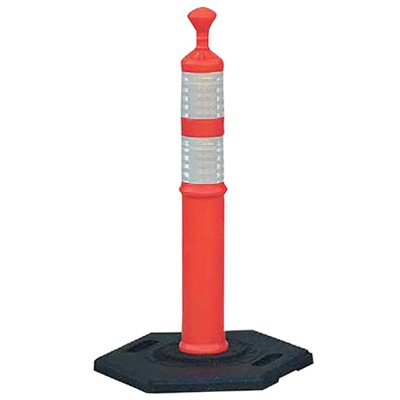 28" Traffic Delineator Tube w/18lb Base, polyethylene - Traffic Safety Supplies