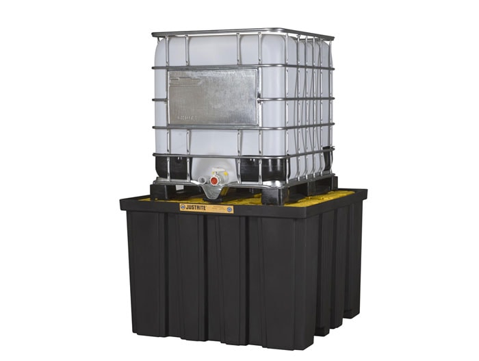 Black IBC Spill Pallet, 1 Unit Poly Platform, 55x55x37.5 inches 40 percent recycled material - manufacturer product image 1