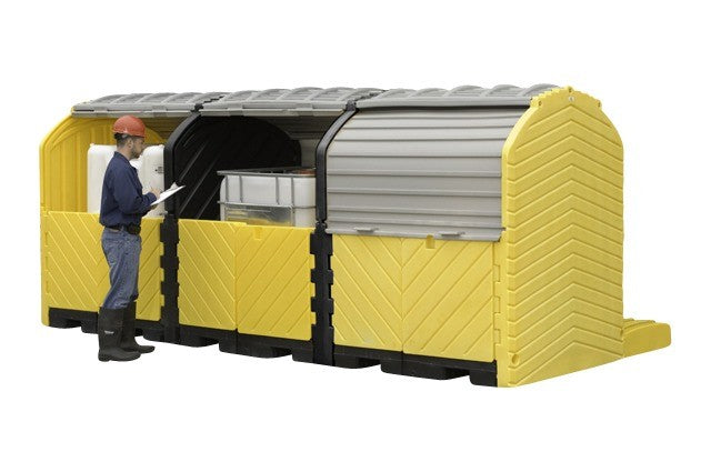 IBC Outdoor Modular Spill Pallet, 3-Tote Model, Polyethylene, No Drain - Spill Containment