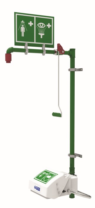 Wall Mount Emergency Shower/Eyewash - Galvanized Pipe, Closed ABS Bowl - manufacturer product image 1