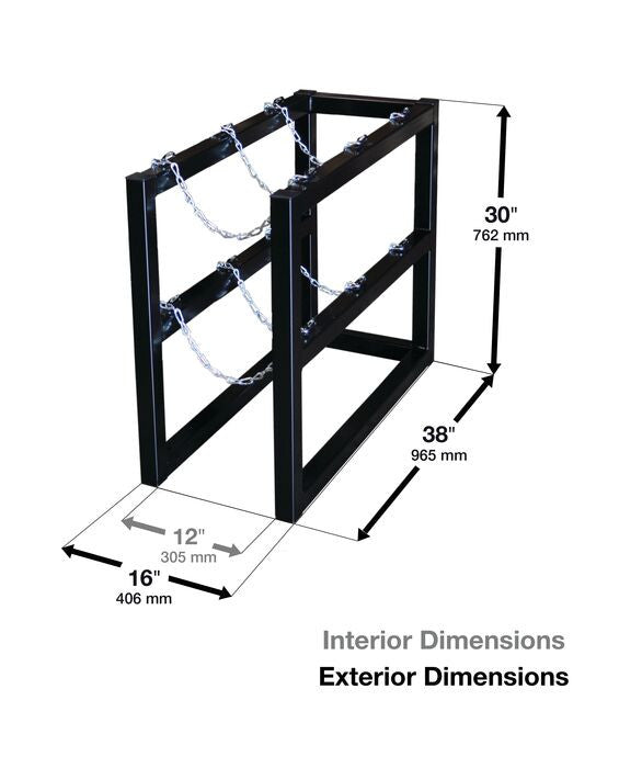 3-Tank Gas Cylinder Rack, 1w x 3d - manufacturer product image 2