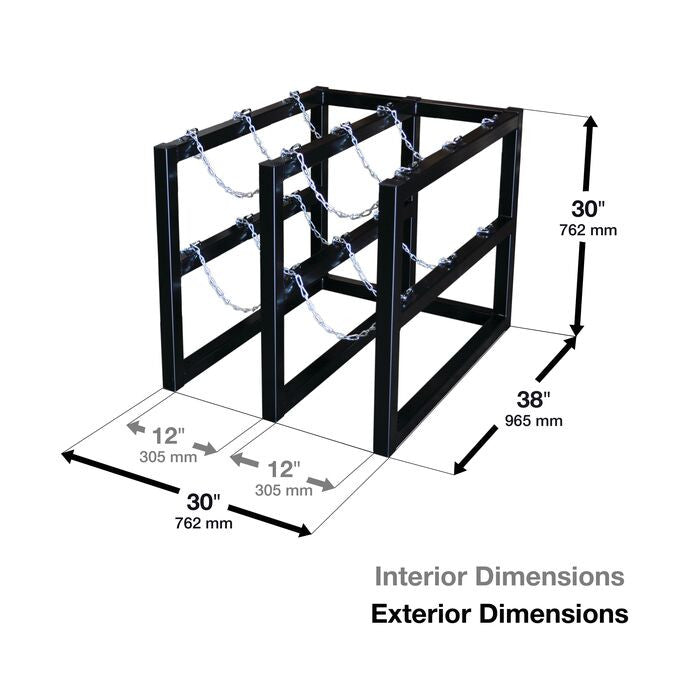 6-Tank Gas Cylinder Rack, 2w x 3d - manufacturer product image 2