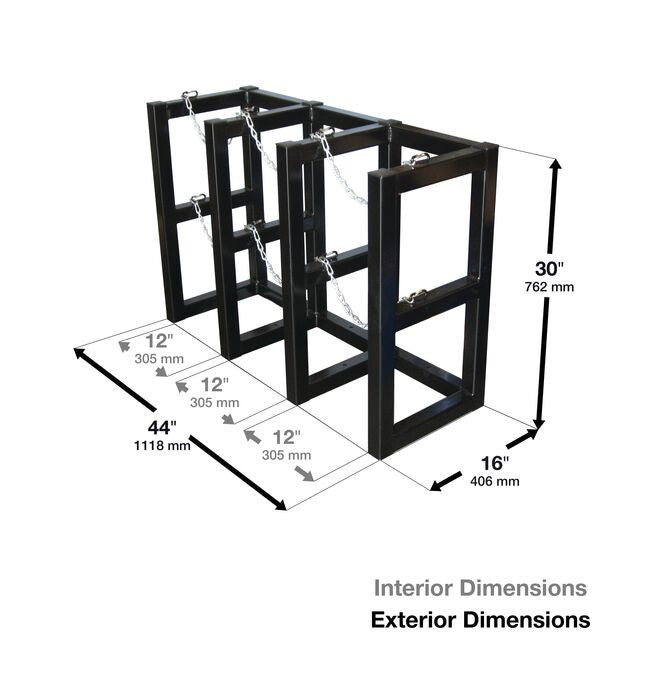 3-Tank Gas Cylinder Rack, 3w x 1d - manufacturer product image 3