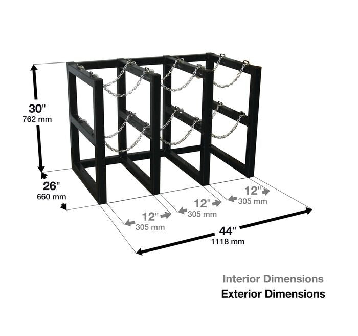 6-Tank Gas Cylinder Rack, 3w x 2d - manufacturer product image 2