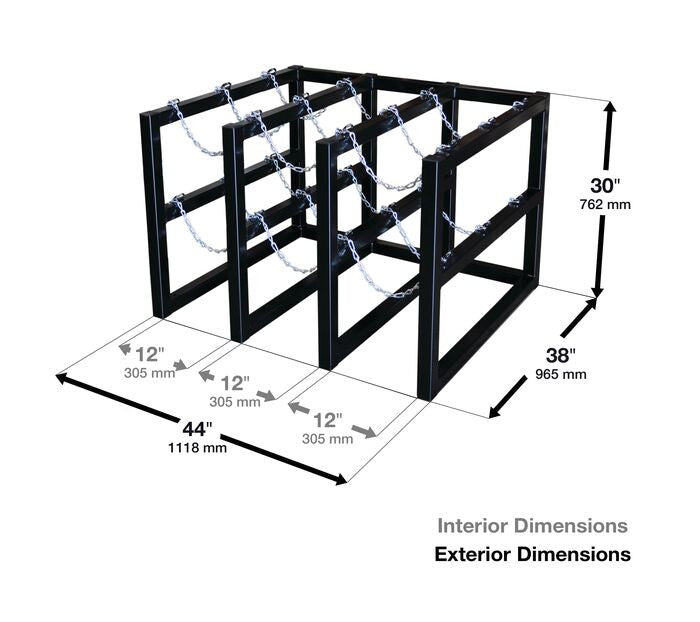 9-Tank Gas Cylinder Rack, 3w x 3d - manufacturer product image 2