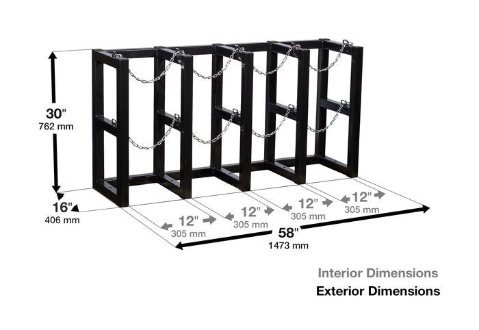 4-Tank Gas Cylinder Rack, 4w x 1d - manufacturer product image 2