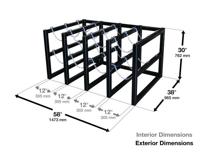 12-Tank Gas Cylinder Rack, 4w x 3d - manufacturer product image 2