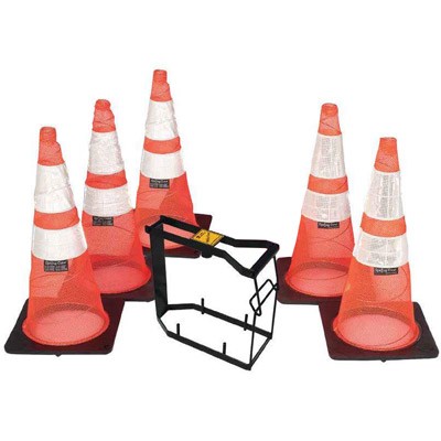 36" Spring Traffic Cones & Tote System, and, with reflective collars