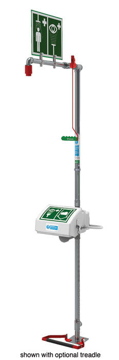 Floor Mount Emergency Shower/Eyewash - Stainless Steel Pipe, Top Inlet, Closed ABS Bowl - manufacturer product image 1