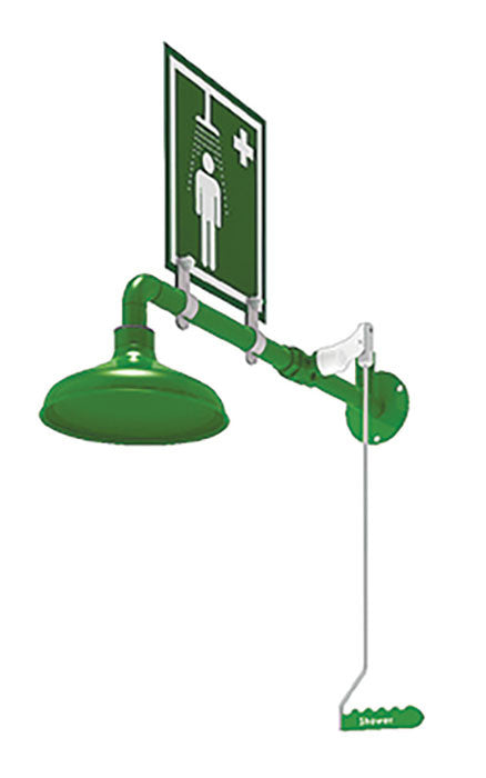 Wall Mount Drench Shower - Power-Coated Stainless Steel - manufacturer product image 1