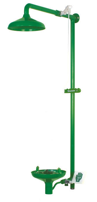 Wall Mount Emergency Shower/Eyewash - Powder Coated Stainless Steel, Open Bowl - manufacturer product image 1
