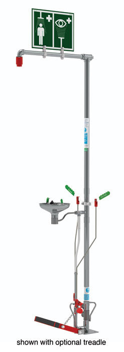 Floor Mount Self-Draining Shower/Eyewash - Stainless Steel Pipe & Open Bowl - manufacturer product image 1