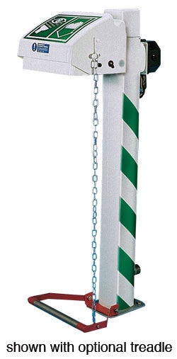 Pedestal Mount Eye Wash - Closed ABS Bowl, 120V Freeze-Protected Galvanized Pipe - manufacturer product image 1